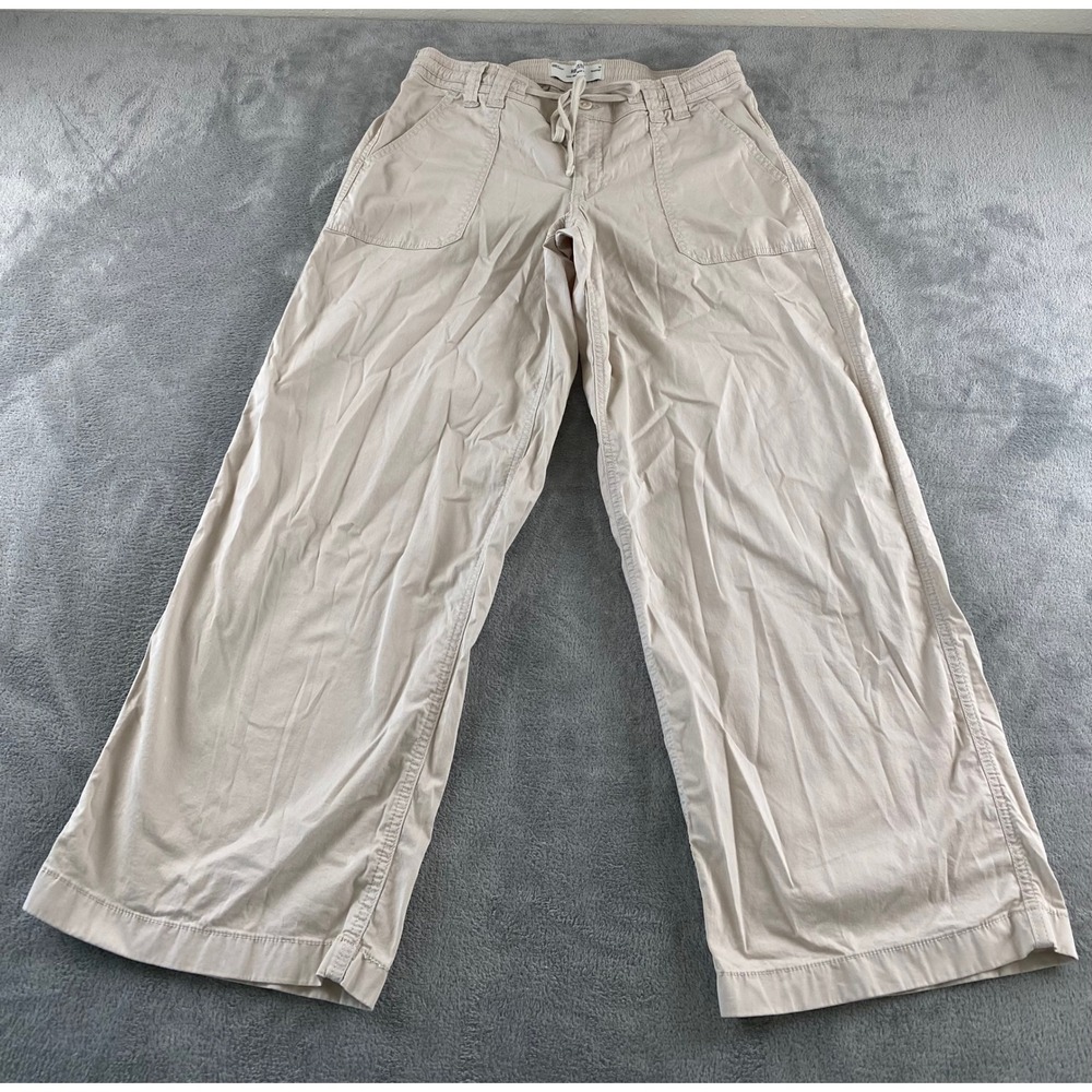 Hollister Low-Rise Super Baggy Pants Khaki Tan Wide Leg Women Medium Regular